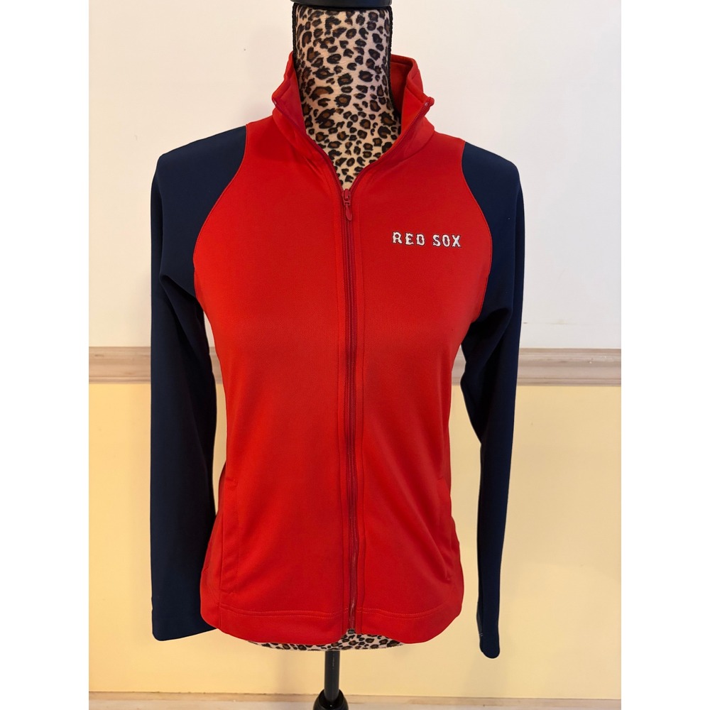 Nike Team Boston Red Sox MLB Full Zip Jacket Womens Medium‎ Red Navy Blue Track